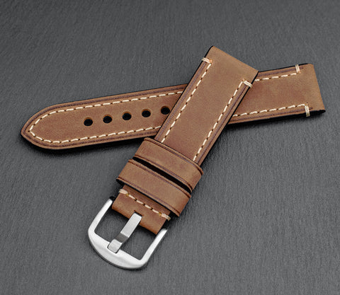 "Chicago" Handmade Leather Watch Strap (Rust)